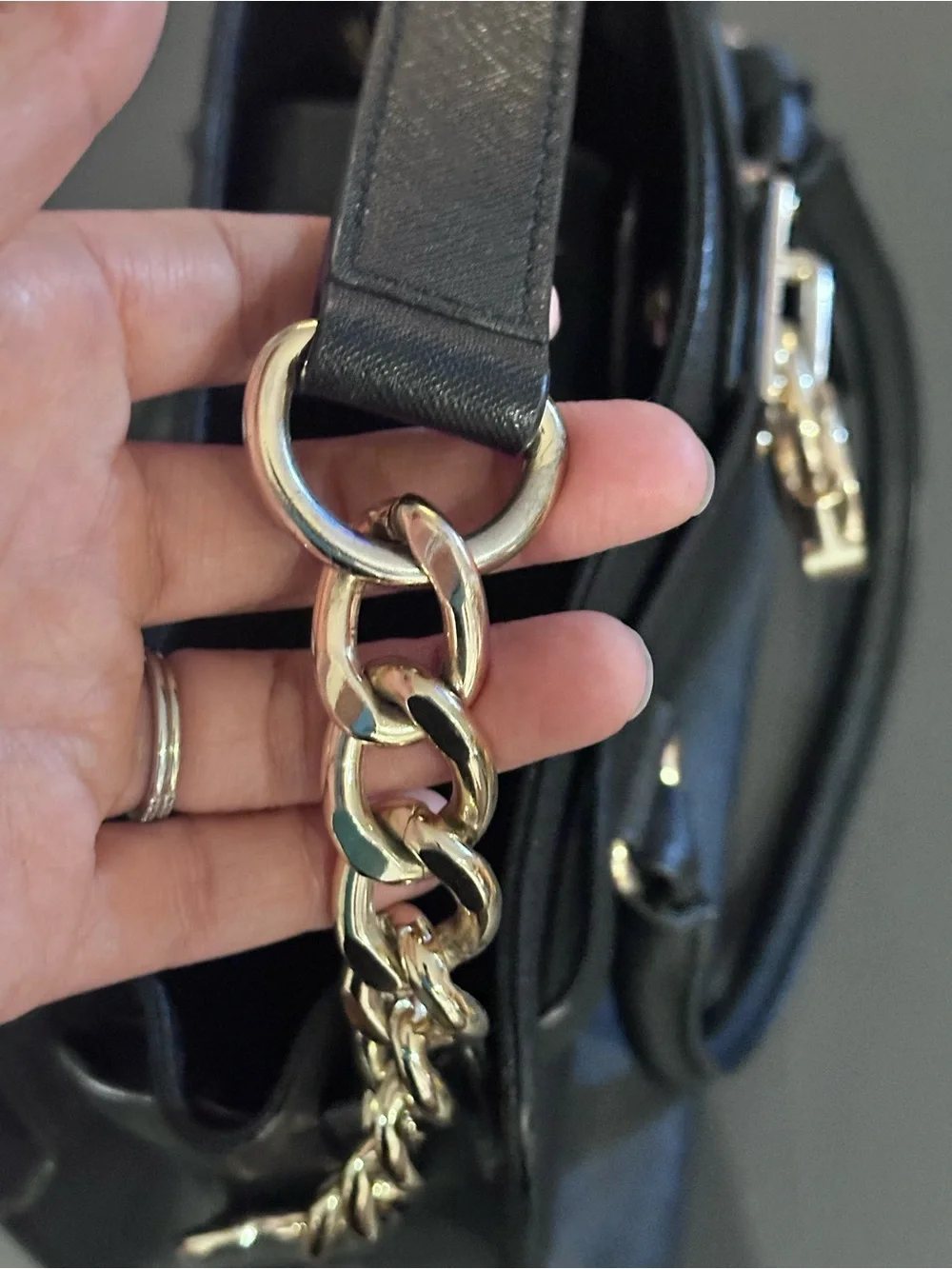 Michael Kors Hamilton Black Saffiano Leather with Gold Accent Lock